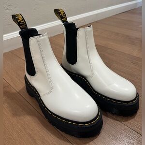 Doc Martens White Leather Chelsea Boots